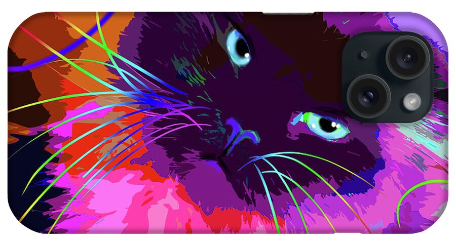 Dizzycats iPhone Case featuring the painting pOpCat Misha by DC Langer