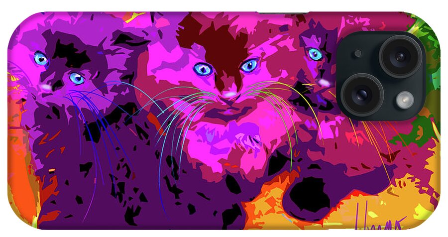 Three Musketeers iPhone Case featuring the painting pOpCats The Three MusCATteers by DC Langer