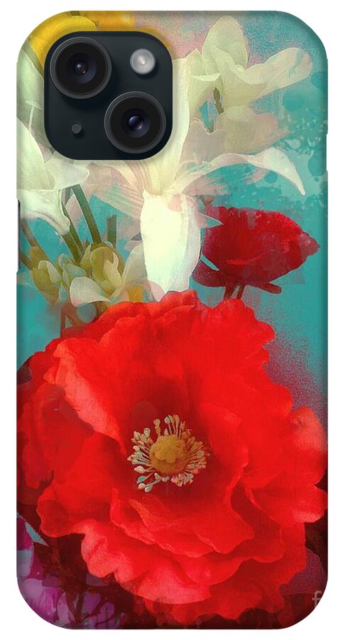Contemporary Art iPhone Case featuring the painting Poppy And Friends, 2014 by Alyzen Moonshadow
