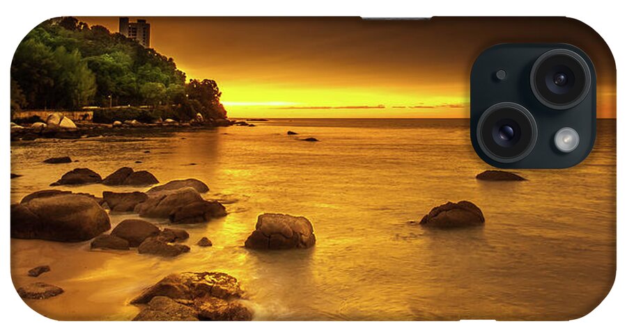 Tranquility iPhone Case featuring the photograph Popular Beach In Penang. Malaysia by Simonlong