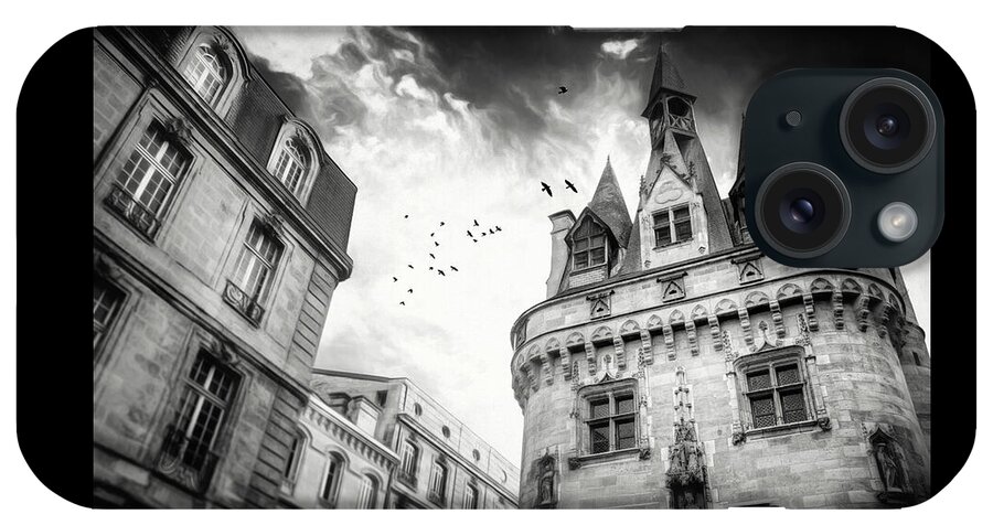 Bordeaux iPhone Case featuring the photograph Porte Cailhau Bordeaux France Black and White by Carol Japp