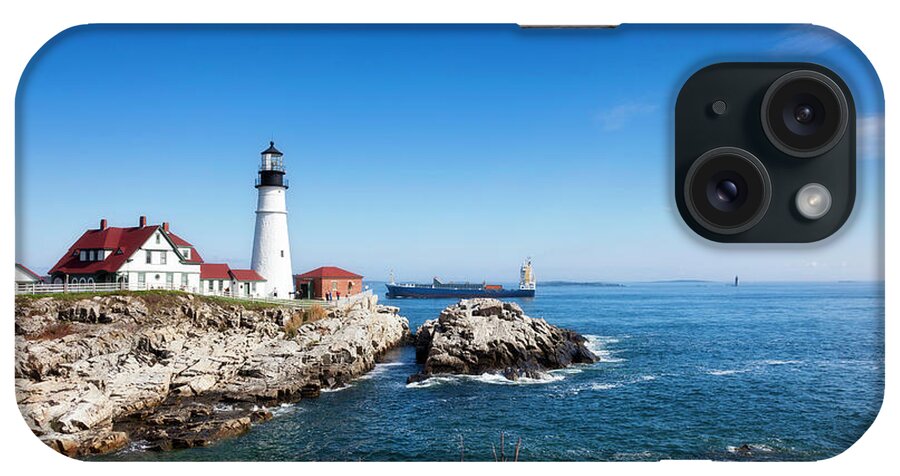 Water's Edge iPhone Case featuring the photograph Portland Head Lighthouse, Maine by Catlane