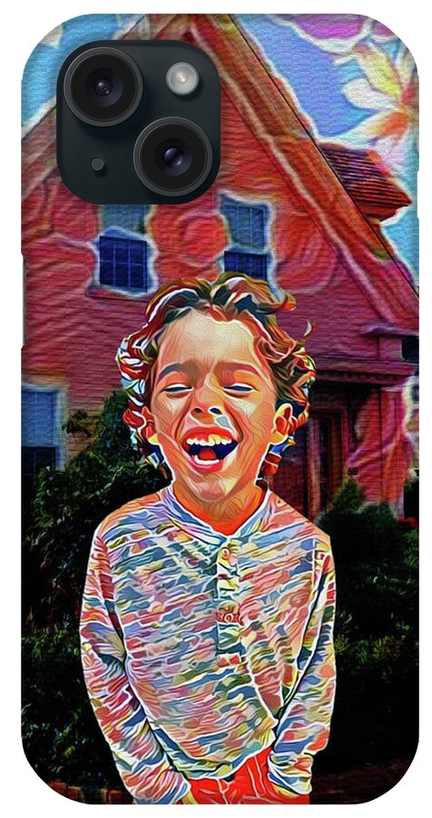 Portrait iPhone Case featuring the digital art Portrait of a Happy Child by Diego Taborda