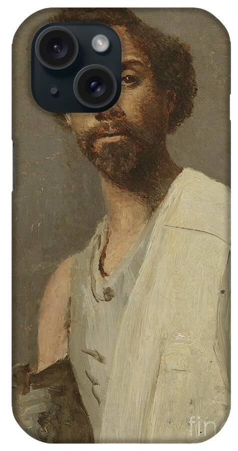 19th Century iPhone Case featuring the painting Portrait Of An Abyssinian Man by Jean Baptiste Camille Corot