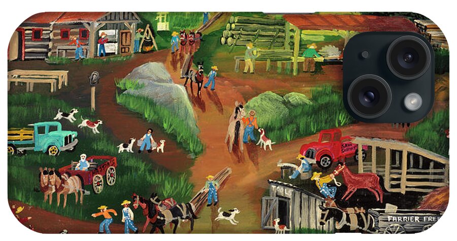 Possom Trot Logging Camp iPhone Case featuring the painting Possom Trot Logging Camp by Carol Salas