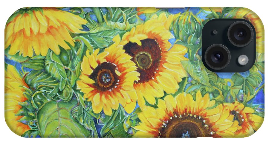 Sunflower iPhone Case featuring the painting Pot of Gold by Christiane Kingsley