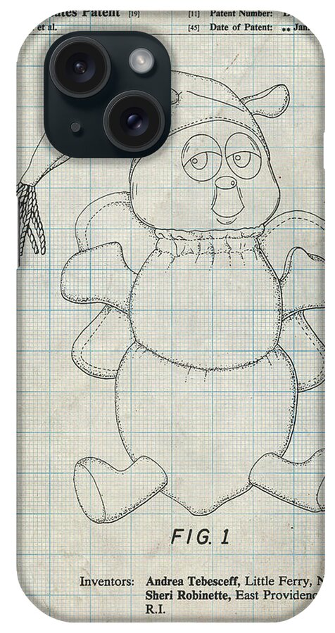 Pp1070-antique Grid Parchment Stuffed Animal Poster iPhone Case featuring the digital art Pp1070-antique Grid Parchment Stuffed Animal Poster by Cole Borders
