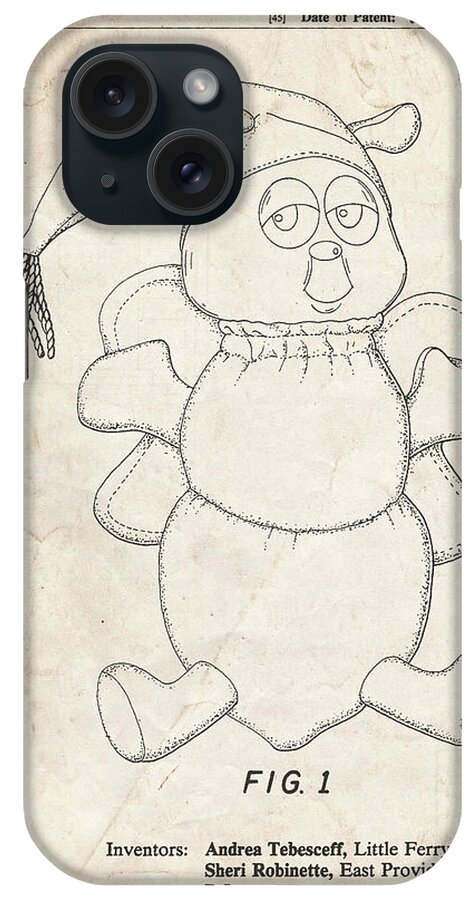 Pp1070-vintage Parchment Stuffed Animal Poster iPhone Case featuring the digital art Pp1070-vintage Parchment Stuffed Animal Poster by Cole Borders