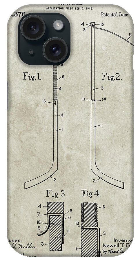 Pp157- Sandstone Hockey Stick 1915 Poster iPhone Case featuring the digital art Pp157- Sandstone Hockey Stick 1915 Poster by Cole Borders