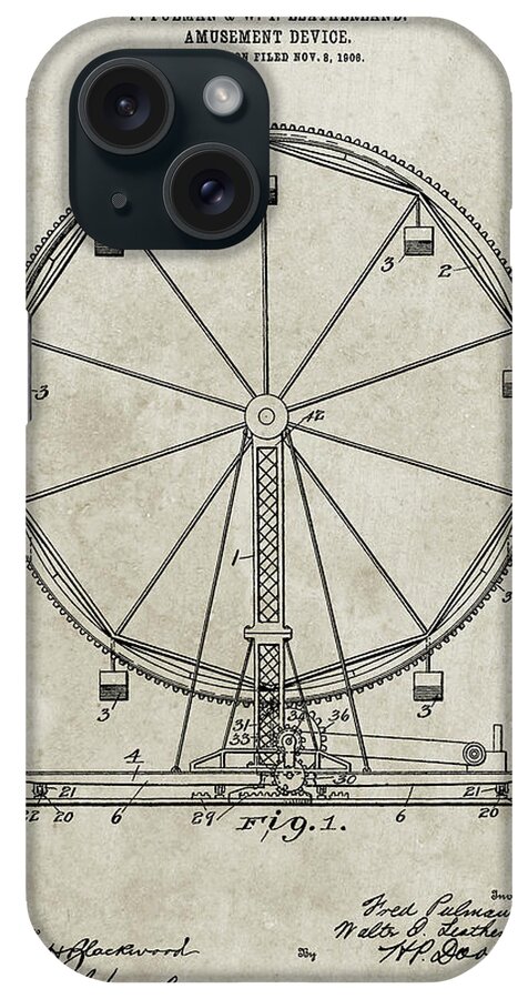 Pp167- Sandstone Ferris Wheel Poster iPhone Case featuring the digital art Pp167- Sandstone Ferris Wheel Poster by Cole Borders