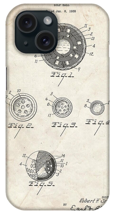 Pp168- Vintage Parchment Golf Ball Uniformity Patent Poster iPhone Case featuring the digital art Pp168- Vintage Parchment Golf Ball Uniformity Patent Poster by Cole Borders