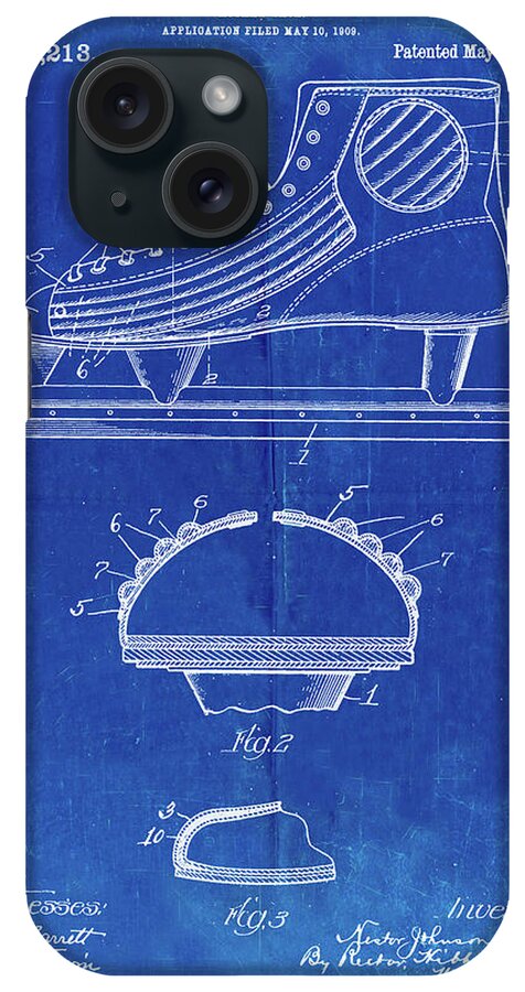 Pp169- Faded Blueprint Hockey Skate Patent Poster iPhone Case featuring the digital art Pp169- Faded Blueprint Hockey Skate Patent Poster by Cole Borders