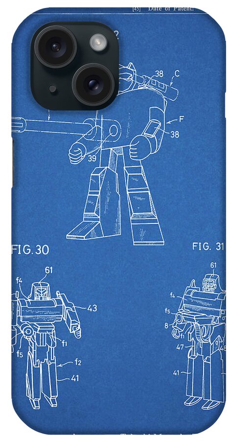 Pp184- Blueprint Megatron Transformer Patent Poster iPhone Case featuring the digital art Pp184- Blueprint Megatron Transformer Patent Poster by Cole Borders