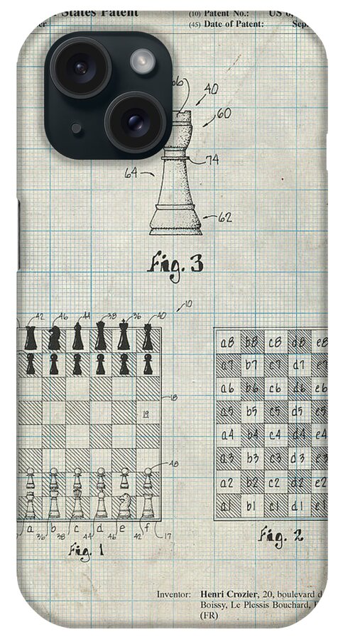 Pp286-antique Grid Parchment Speed Chess Game Patent Poster iPhone Case featuring the digital art Pp286-antique Grid Parchment Speed Chess Game Patent Poster by Cole Borders