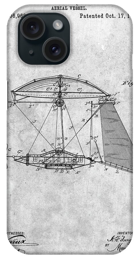 Pp287-slate Aerial Vessel Side View Patent Poster iPhone Case featuring the digital art Pp287-slate Aerial Vessel Side View Patent Poster by Cole Borders