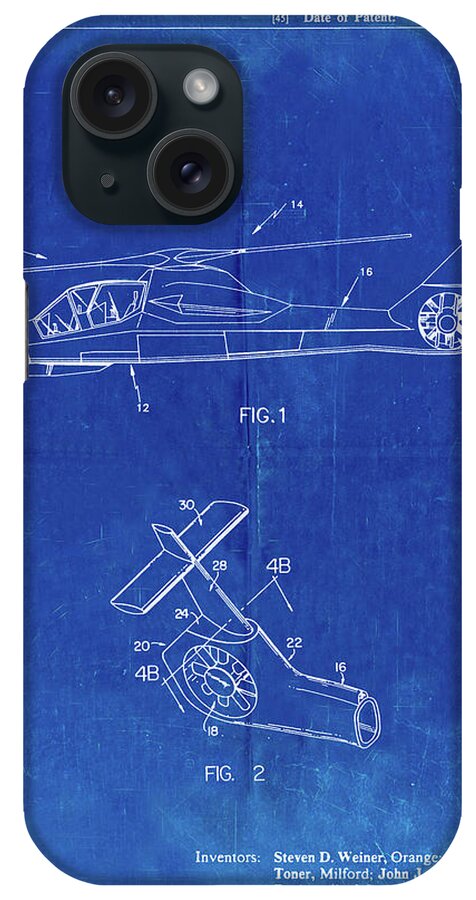 Pp302-faded Blueprint Helicopter Tail Rotor Patent Poster iPhone Case featuring the digital art Pp302-faded Blueprint Helicopter Tail Rotor Patent Poster by Cole Borders