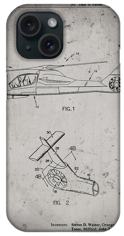 Pp302-faded Grey Helicopter Tail Rotor Patent Poster iPhone Case featuring the digital art Pp302-faded Grey Helicopter Tail Rotor Patent Poster by Cole Borders