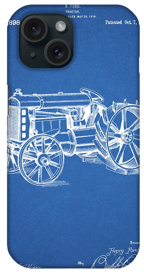 Pp310-blueprint Fordson Tractor Patent Poster iPhone Case featuring the digital art Pp310-blueprint Fordson Tractor Patent Poster by Cole Borders