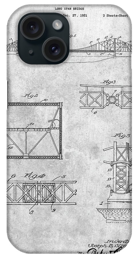 Pp350-slate Golden Gate Bridge Patent Poster
 iPhone Case featuring the digital art Pp350-slate Golden Gate Bridge Patent Poster by Cole Borders