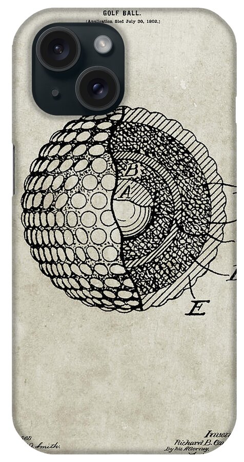 Pp42-sandstone Golf Ball 1902 Patent Poster iPhone Case featuring the photograph Pp42-sandstone Golf Ball 1902 Patent Poster by Cole Borders