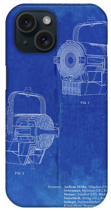 Pp537-faded Blueprint Stage Spotlight Patent Poster iPhone Case featuring the digital art Pp537-faded Blueprint Stage Spotlight Patent Poster by Cole Borders