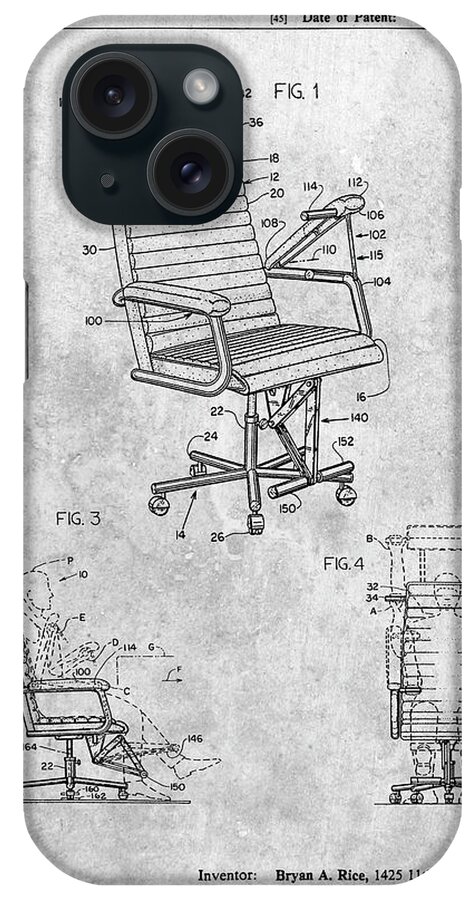 Pp648-slate Exercising Office Chair Patent Poster iPhone Case featuring the digital art Pp648-slate Exercising Office Chair Patent Poster by Cole Borders