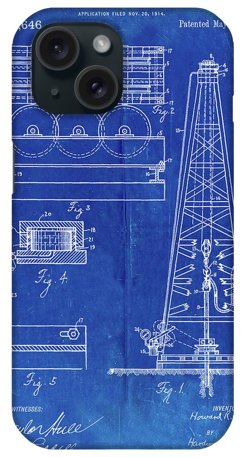 Pp66-faded Blueprint Howard Hughes Oil Drilling Rig Patent Poster iPhone Case featuring the digital art Pp66-faded Blueprint Howard Hughes Oil Drilling Rig Patent Poster by Cole Borders