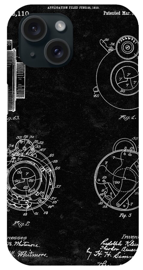 Pp720-black Grunge Bausch And Lomb Camera Shutter Patent Poster iPhone Case featuring the photograph Pp720-black Grunge Bausch And Lomb Camera Shutter Patent Poster by Cole Borders