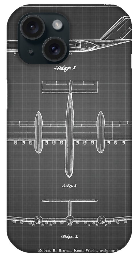Pp749-black Grid Boeing Rc-1 Airplane Concept Patent Poster iPhone Case featuring the digital art Pp749-black Grid Boeing Rc-1 Airplane Concept Patent Poster by Cole Borders