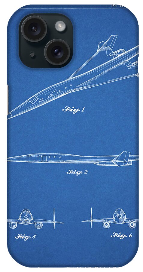 Pp751-blueprint Boeing Supersonic Transport Concept Patent Poster iPhone Case featuring the digital art Pp751-blueprint Boeing Supersonic Transport Concept Patent Poster by Cole Borders