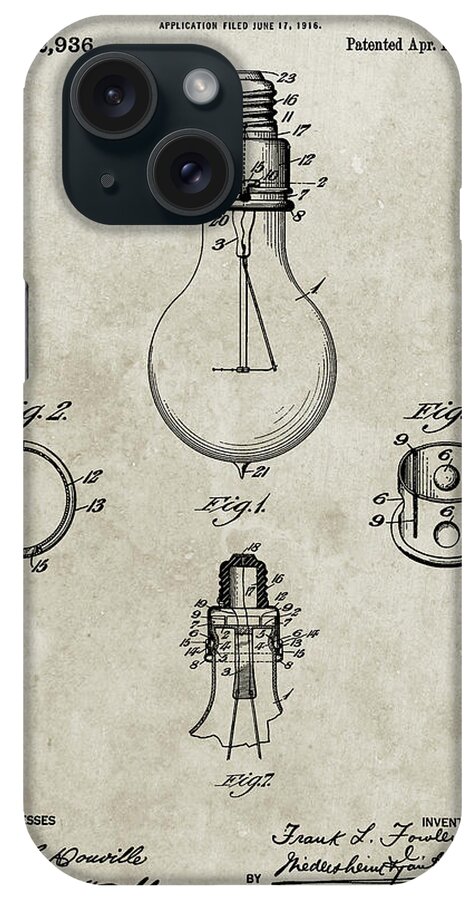 Pp800-sandstone Electric Lamp Patent Poster iPhone Case featuring the digital art Pp800-sandstone Electric Lamp Patent Poster by Cole Borders