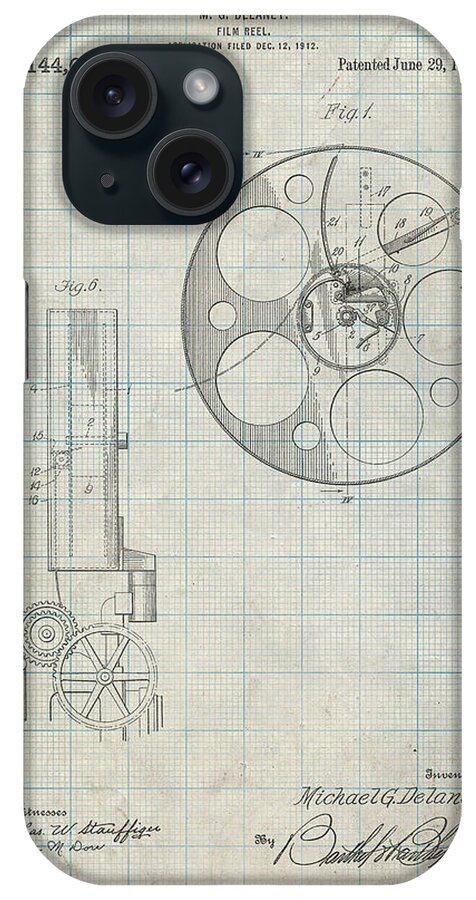 Pp807-antique Grid Parchment Film Reel 1915 Patent Poster iPhone Case by  Cole Borders - Fine Art America
