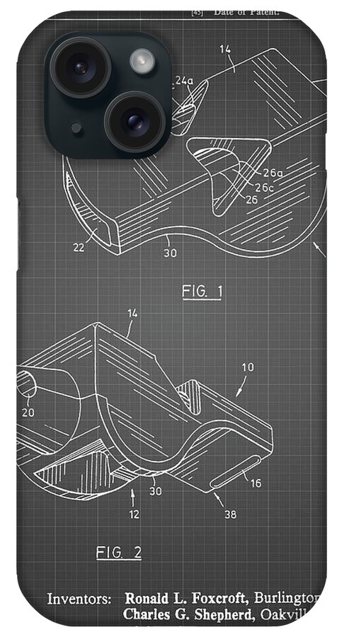 Pp851-black Grid Fox 40 Coach's Whistle Patent Poster iPhone Case featuring the digital art Pp851-black Grid Fox 40 Coach's Whistle Patent Poster by Cole Borders