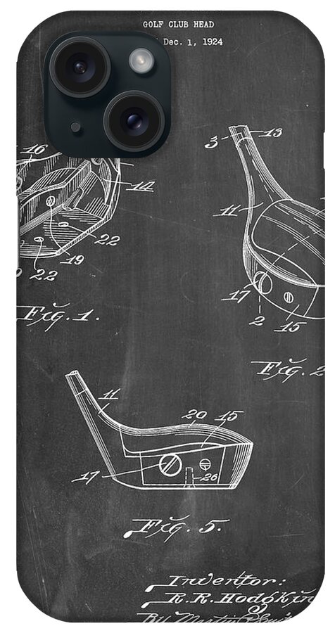 Pp858-chalkboard Golf Fairway Club Head Patent Poster iPhone Case featuring the digital art Pp858-chalkboard Golf Fairway Club Head Patent Poster by Cole Borders