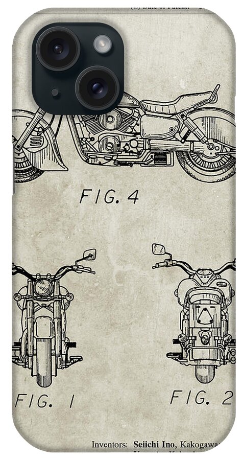 Pp901-sandstone Kawasaki Motorcycle Patent Poster iPhone Case featuring the digital art Pp901-sandstone Kawasaki Motorcycle Patent Poster by Cole Borders