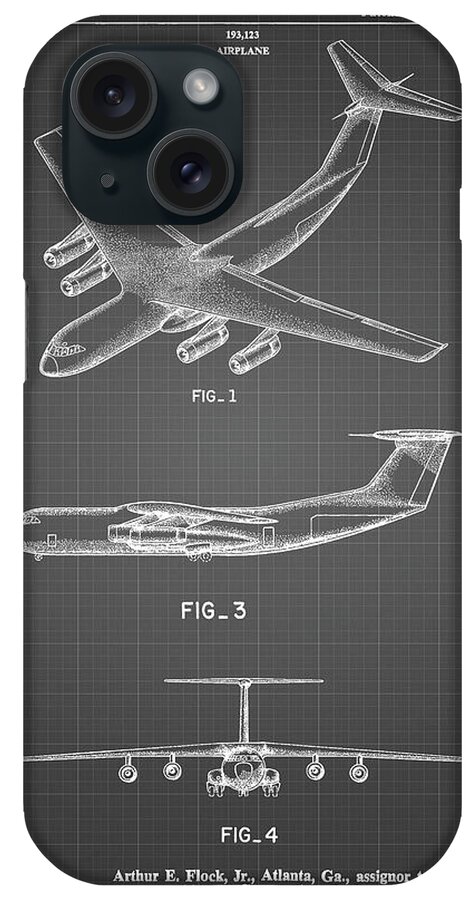 Pp944-black Grid Lockheed C-130 Hercules Airplane Patent Poster iPhone Case featuring the digital art Pp944-black Grid Lockheed C-130 Hercules Airplane Patent Poster by Cole Borders