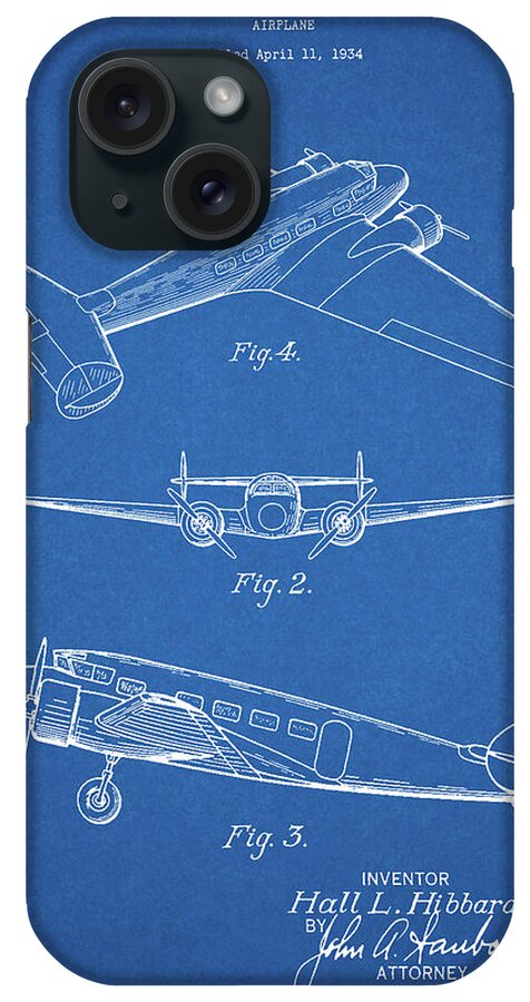 Pp945-blueprint Lockheed Electra Airplane Patent Poster iPhone Case featuring the digital art Pp945-blueprint Lockheed Electra Airplane Patent Poster by Cole Borders