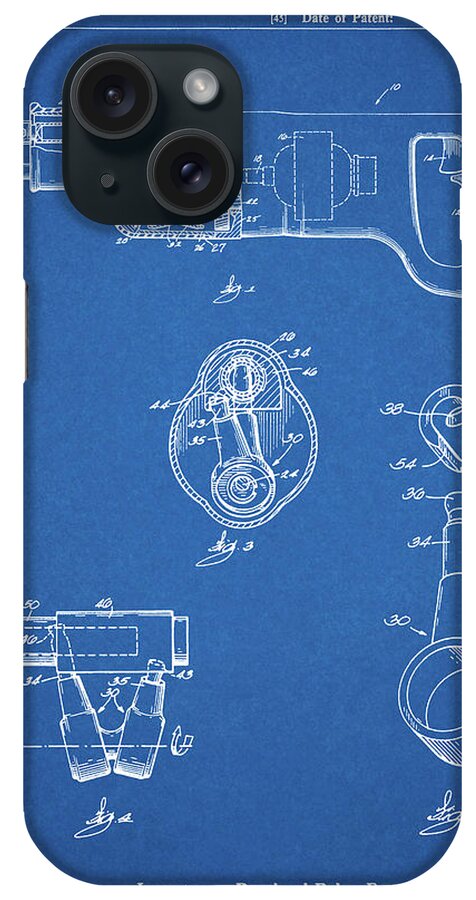 Pp958-blueprint Milwaukee Reciprocating Saw Patent Poster iPhone Case featuring the digital art Pp958-blueprint Milwaukee Reciprocating Saw Patent Poster by Cole Borders