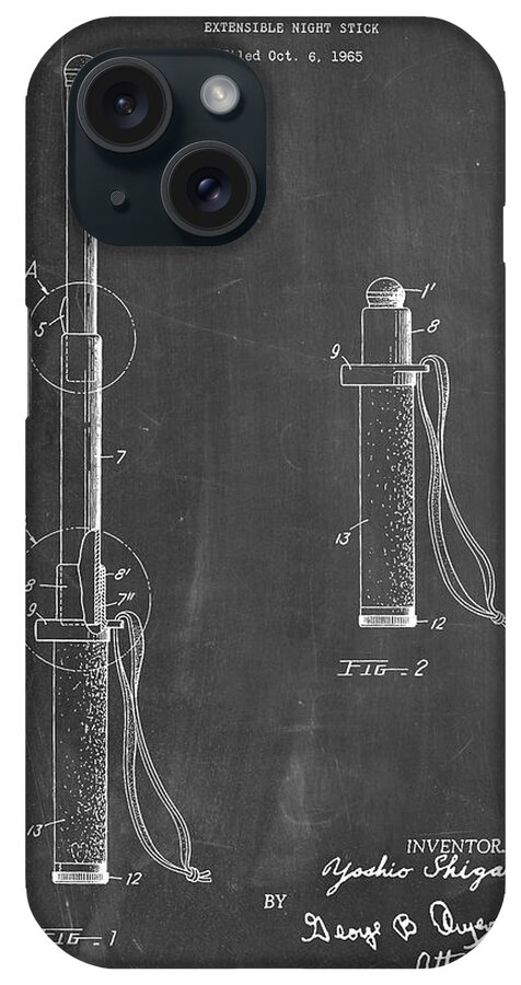 Pp970-chalkboard Night Stick Patent Poster iPhone Case featuring the digital art Pp970-chalkboard Night Stick Patent Poster by Cole Borders