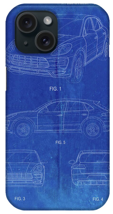 Pp995-faded Blueprint Porsche Cayenne Patent Poster iPhone Case featuring the digital art Pp995-faded Blueprint Porsche Cayenne Patent Poster by Cole Borders