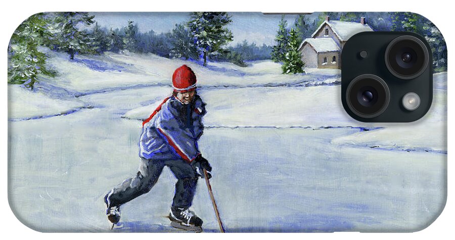 Winter iPhone Case featuring the painting Practice Skate by Richard De Wolfe