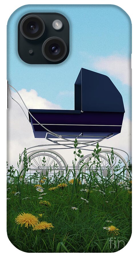 Clayton iPhone Case featuring the digital art Pram in the countryside by Clayton Bastiani