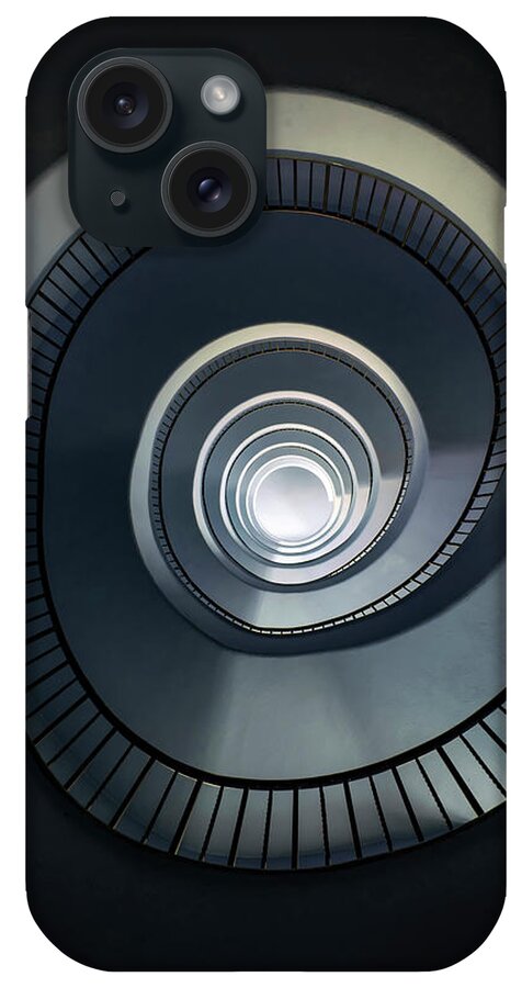 Staircase iPhone Case featuring the photograph Pretty blue spiral staircase #1 by Jaroslaw Blaminsky