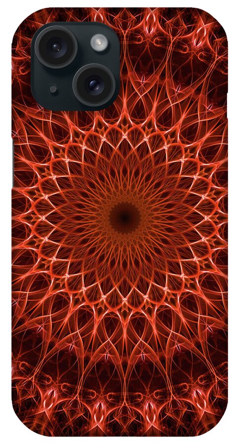 Mandala iPhone Case featuring the digital art Pretty rich red mandala by Jaroslaw Blaminsky