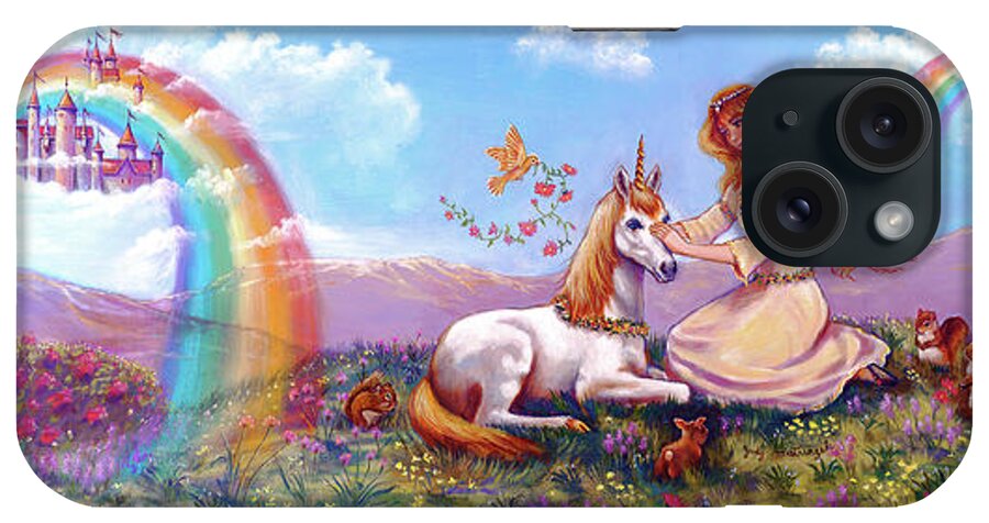 Princess And Unicorn Border iPhone Case featuring the digital art Princess And Unicorn Border by Judy Mastrangelo