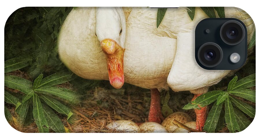 Goose iPhone Case featuring the photograph Protecting the Nest by Joan Bertucci