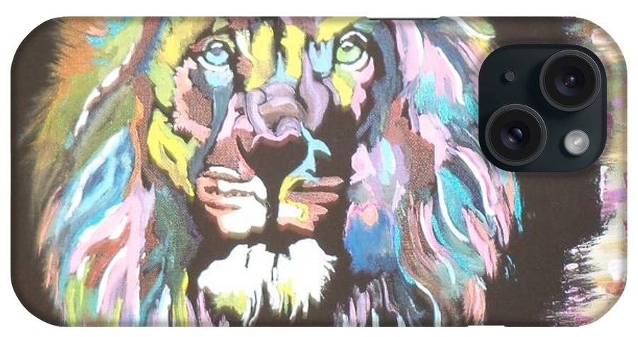 Lion iPhone Case featuring the painting Psychedelic Lion # 80 by Donald Northup
