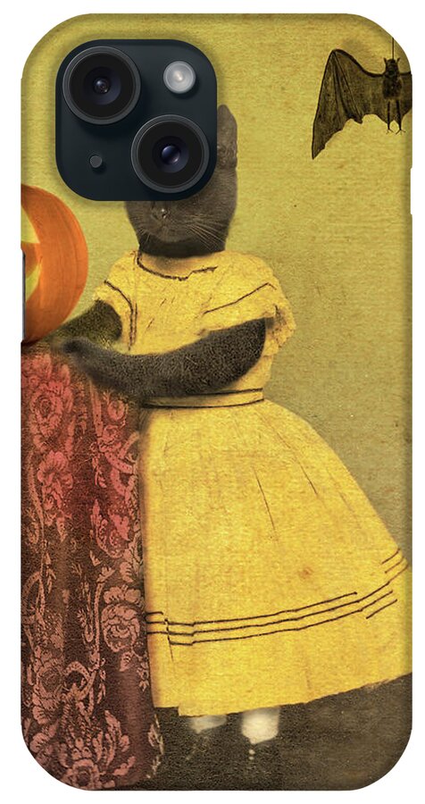 Pumpkin And Cat iPhone Case featuring the painting Pumpkin And Cat by J Hovenstine Studios