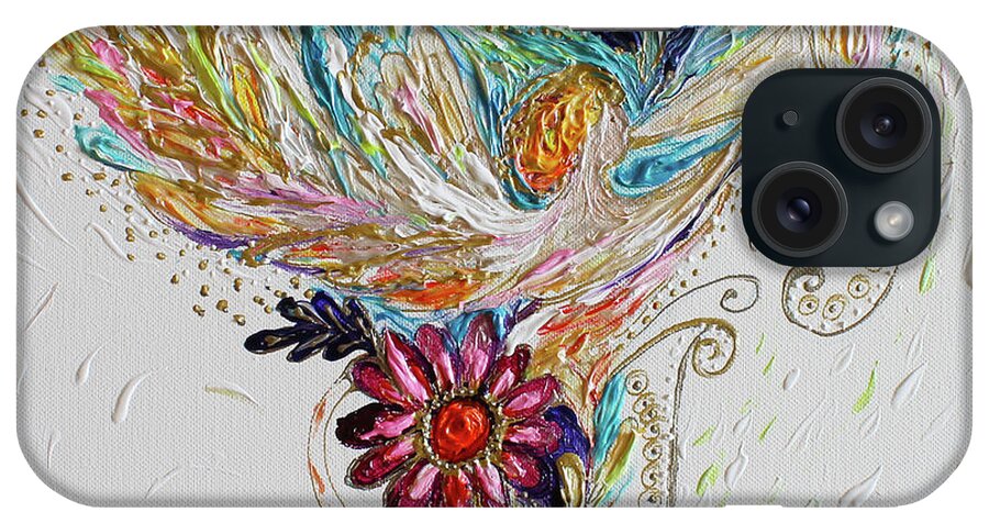 Angels iPhone Case featuring the painting Pure Abstract #4. Trumpeting angel by Elena Kotliarker