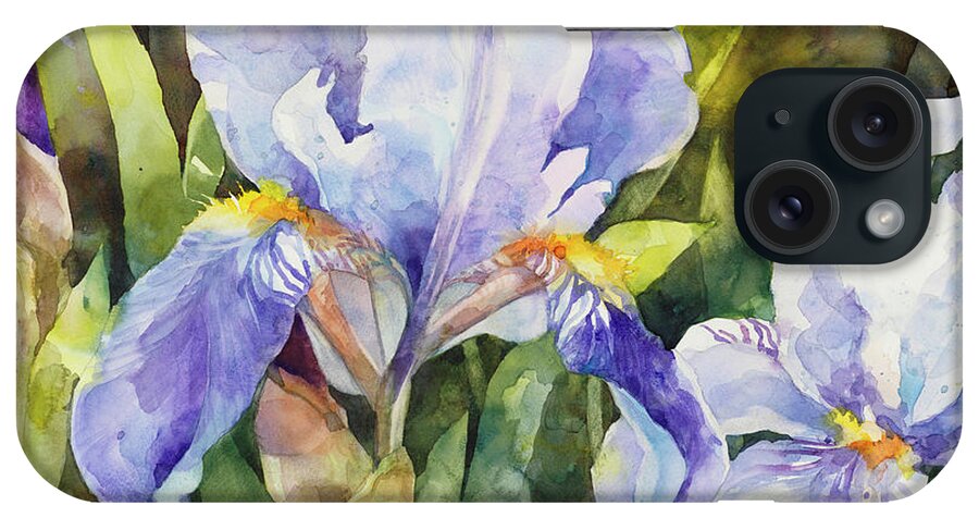 Purple Iris Closeup iPhone Case featuring the painting Purple Iris Closeup by Annelein Beukenkamp